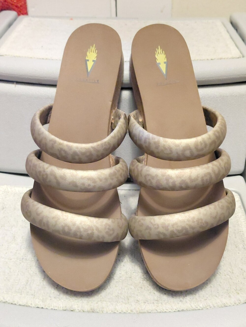 Volatile Triple-Strap Slide Sandal Animal Print